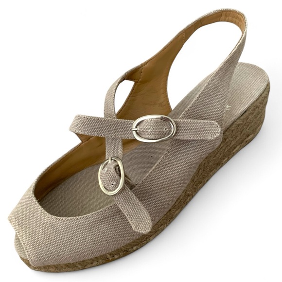 Castaner Shoes - Castaner Strappy Wedge Espadrille Sandal Gray Size 6